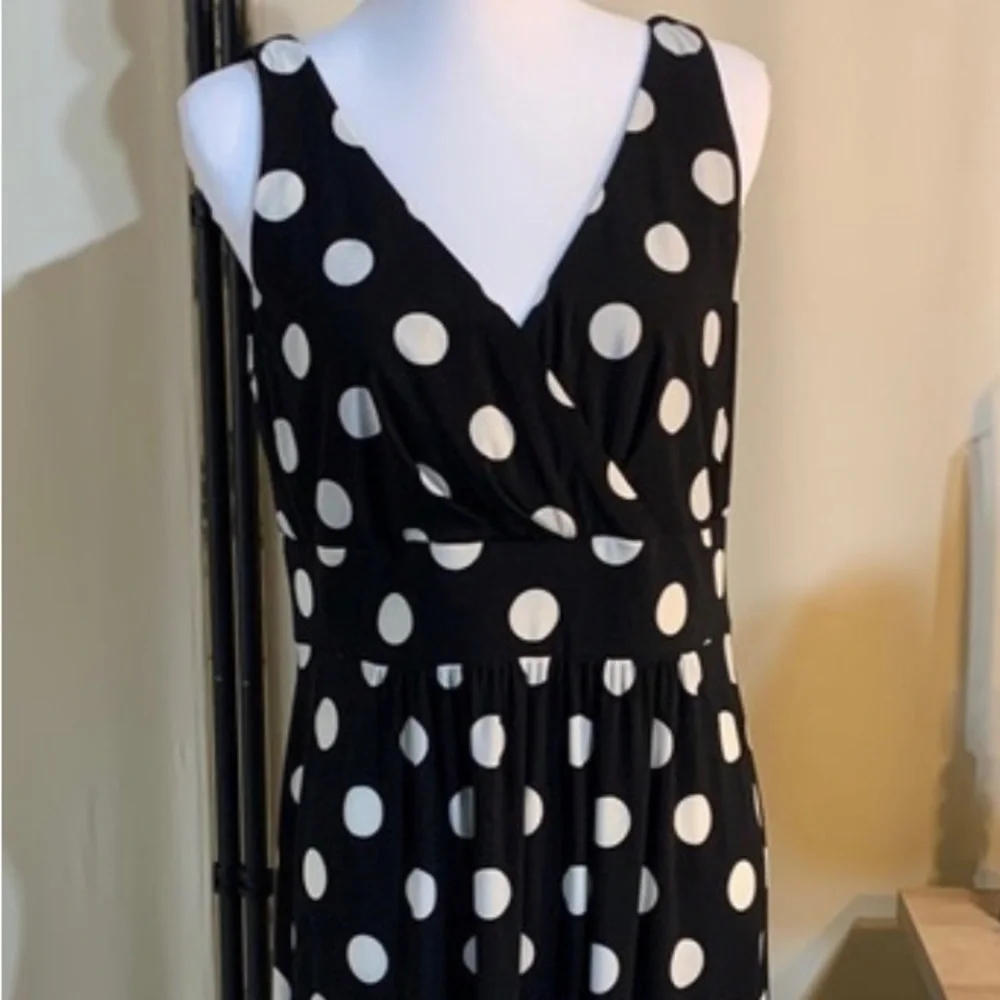 Chaps Black & White Polka Dot Sleeveless Dress Size Large BNWT - Picture 5 of 5